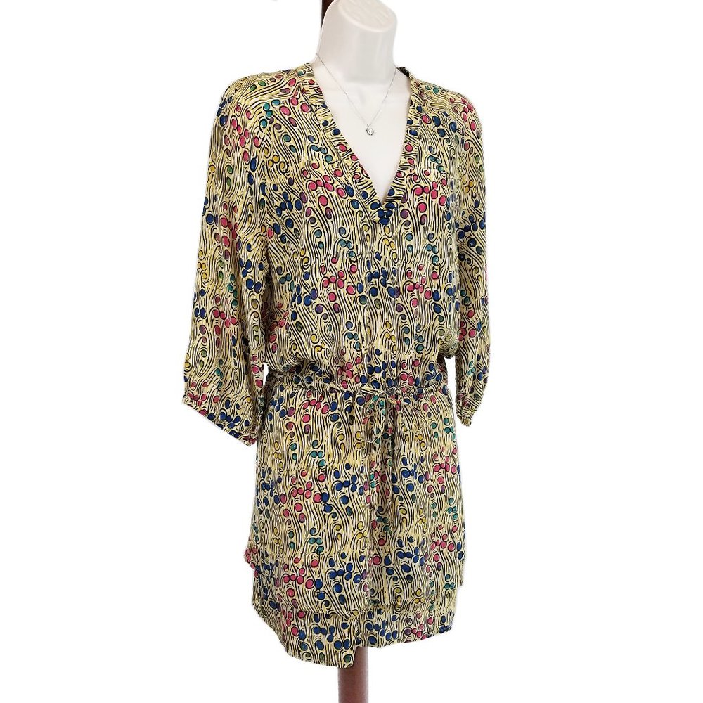 Tolani mini dress swirl pattern yellow pink blue M